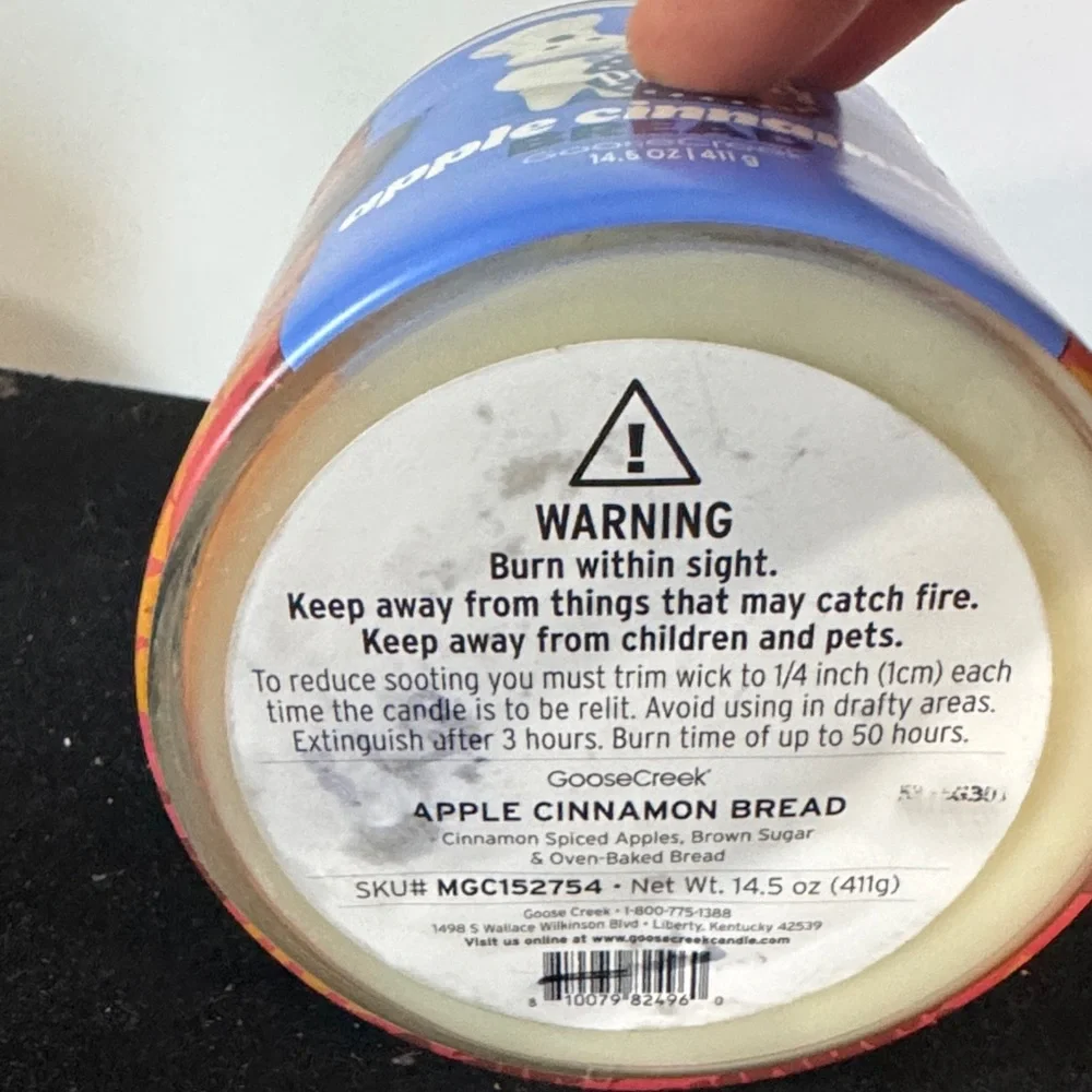 Goose Creek -Pillsbury -Apple Cinnamon Bread three wick Candle 14.5 OZ